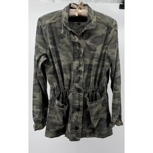Lucky Brand Camo Utility Jacket MIlitary Safari Field Jacket Green Small